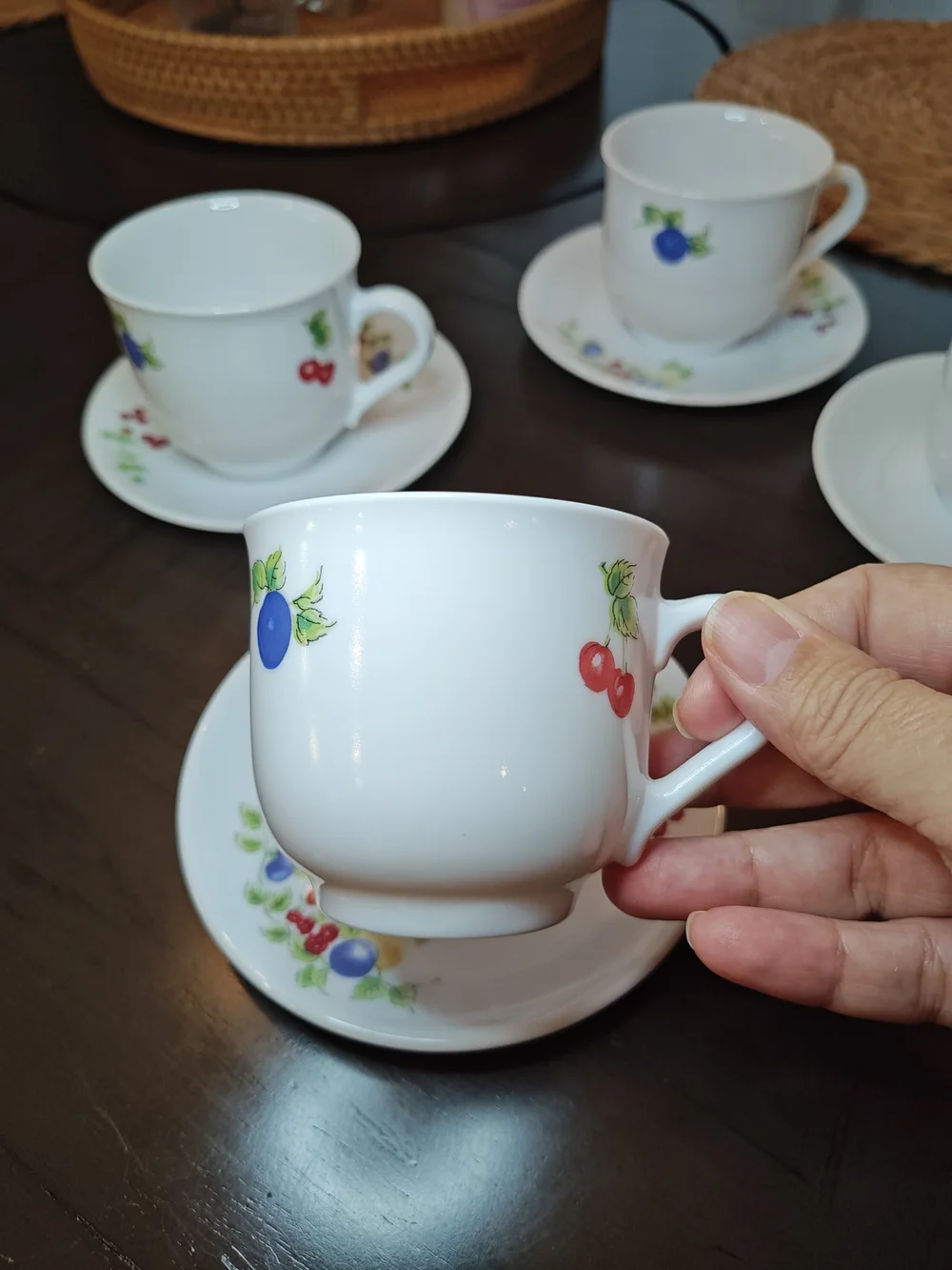 Vintage Martha Stewart Everyday Fruit Cup & Saucer Set Of 4 - Made in France